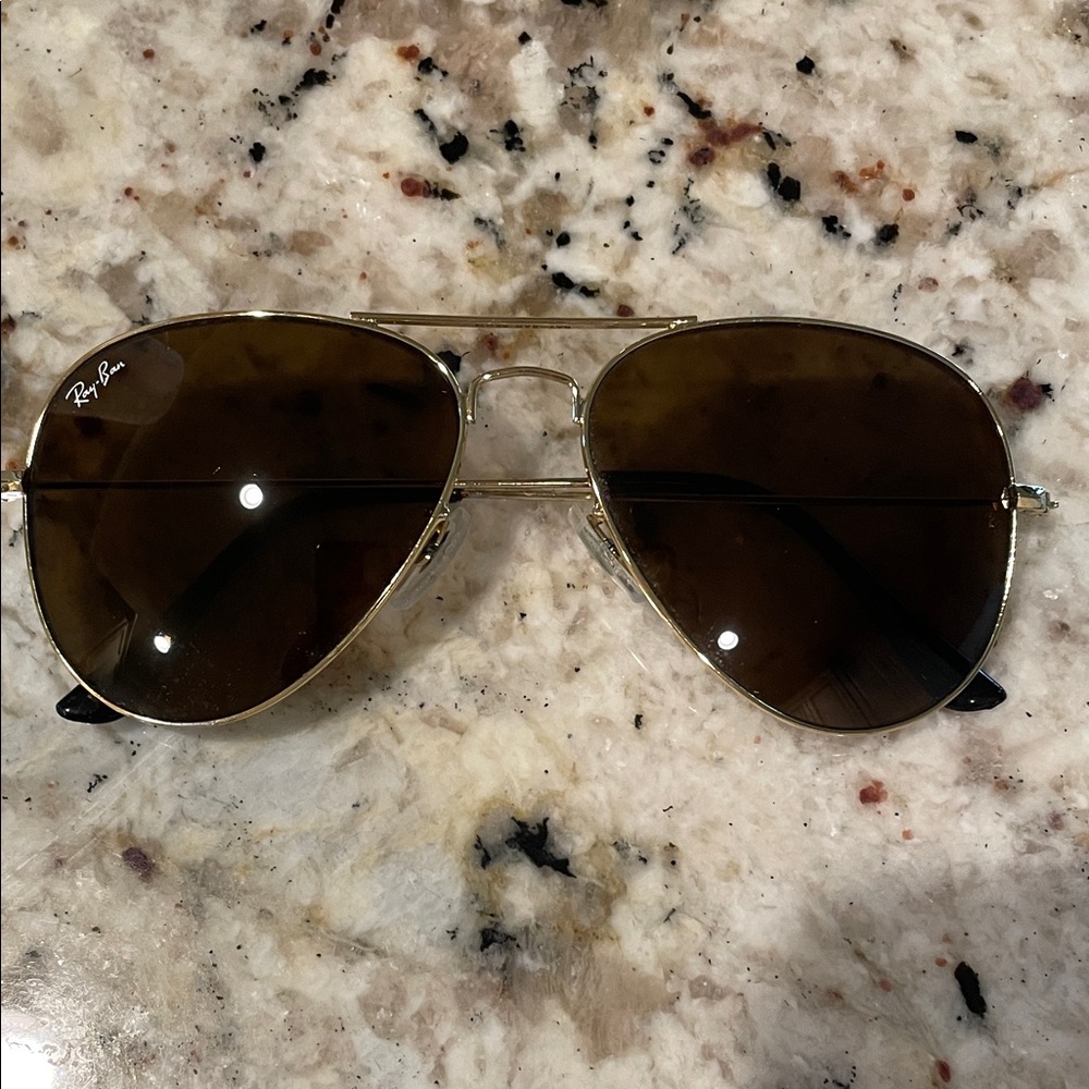 Ray-Ban Gold Frame Sunglasses with Brown Lenses